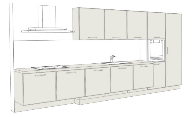 У маленьких кухнях розкладний обідній стіл монтується в протилежну стіну, вивільняючи тим самим корисний простір