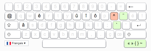 Для введення французьких фраз за основу була взята спрощена модель канадської двомовної QWERTY-клавіатури
