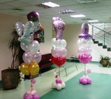 Букети повітряних кульок Букет куль з лелеками на народження дочки