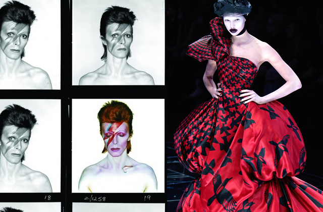 Експонати виставки: фото для альбому Девіда Боуї, зроблені Брайаном Даффі і плаття Alexander McQueen